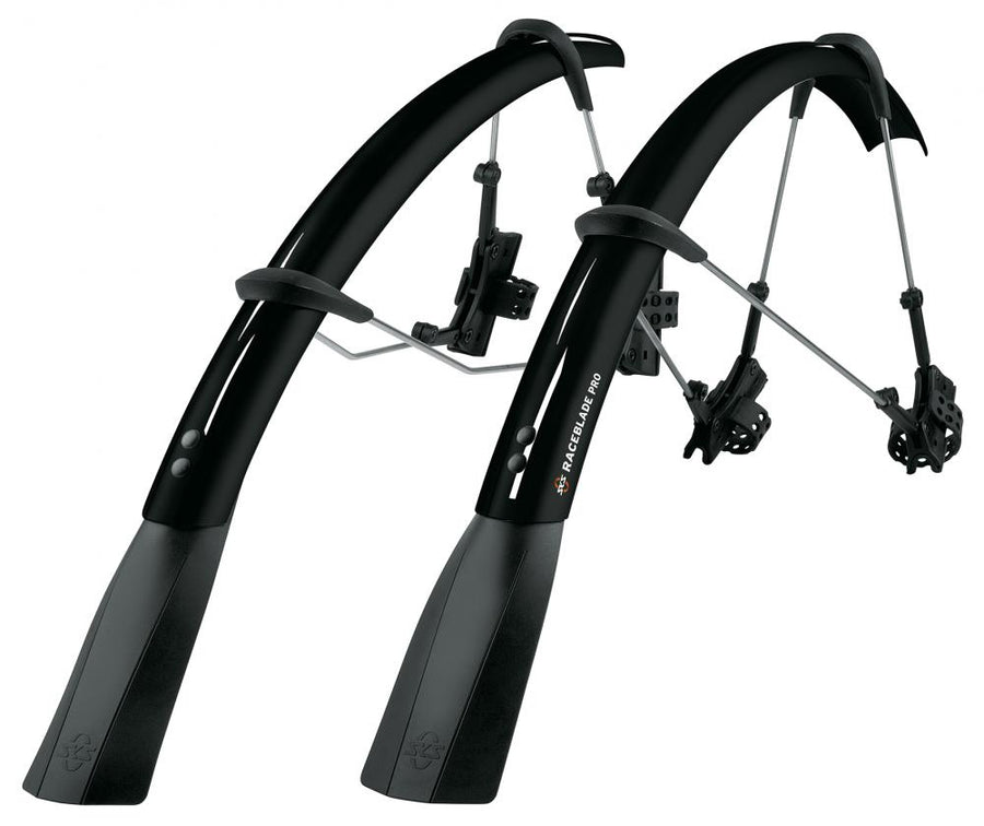 SKS Raceblade Pro Schutzblechset Schwarz - Aerodynamischer Spritzschutz für Rennräder, verstellbar, für Reifenbreiten bis 25 mm, einfache Montage