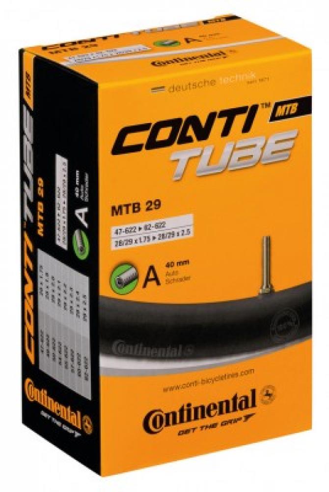 Continental Fahrradschlauch MTB 29 Zoll Autoventil 40mm für 28/29x1.75-2.50 in orangefarbener Box.
