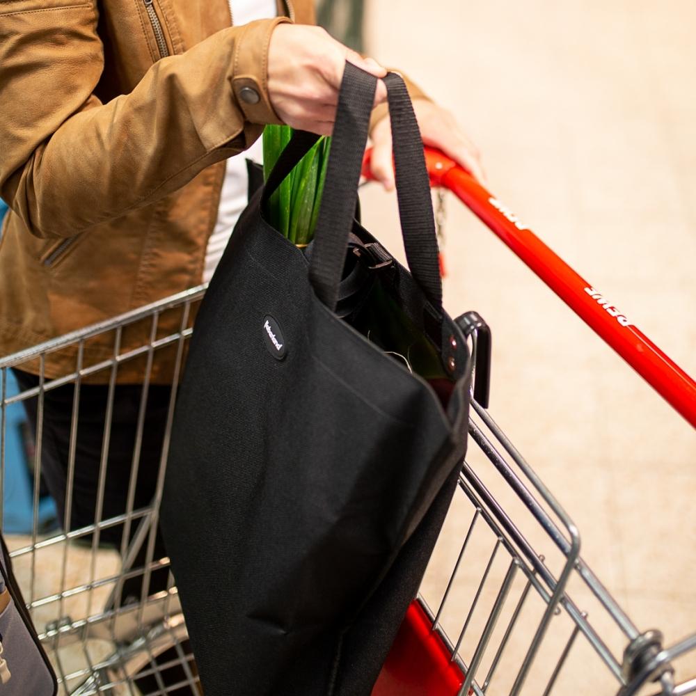 Haberland Faltbare Fahrrad-EK-Tasche schwarz - praktische Einkaufstasche für den Gepäckträger