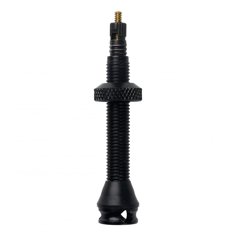 Schwarzes, modernes Schwalbe Tubeless Ventil 40mm für sichere, effiziente Fahrradreifen.