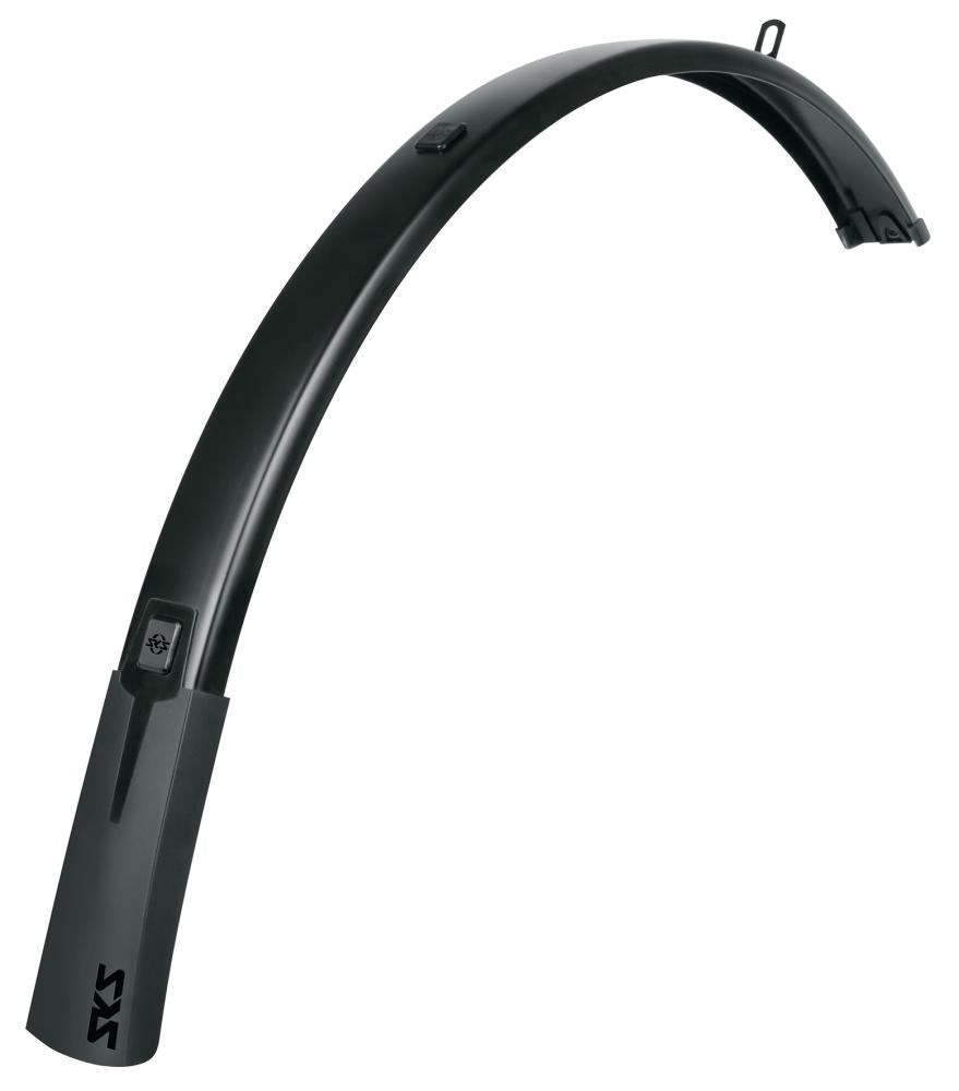 SKS Schutzblech Bluemels Style 28 Schutzblech vorne - 46 mm ohne Streben schwarz matt Sandwichkonstruktion aus Aluminium/Kunststoff flexibler Spoiler V-Adapter mit ESC-Sicherheitssystem geeignet für Reifenbreite 28-40 mm