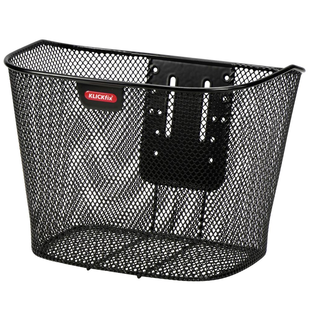 KLICKfix Festkorb schwarz 16L  fester Lenkerkorb 35x26x25cm, 880g, max. 7kg Belastung, inkl. Halter für Ø 22-26mm Lenker, patentierte Seilabspannung für stabile Position