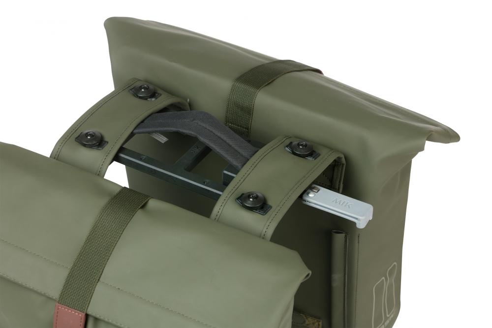 Basil City Double Pannier Bag MIK 2.0 - 28-32 Liter Doppeltasche - Doppelpacktasche - veganes Leder wasserfester Rollverschluss inkl. MIK Adapterplatte