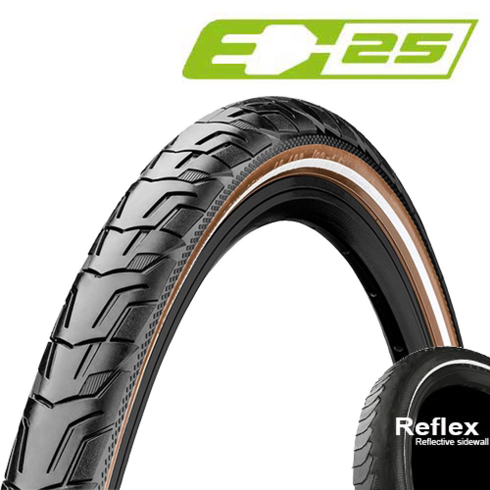 Reifen Continental Conti 28x1.75" 47-622 RIDE City, E-25, Draht, Reflex schwarz/braun