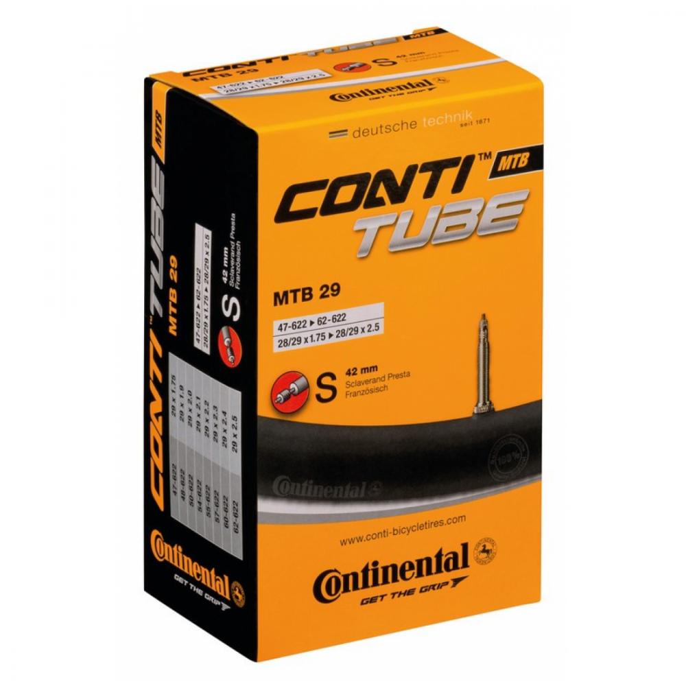Continental Conti Tube MTB 29 Fahrradschlauch in gelber Box, 28/29x1.75-2.50, 42mm Presta Ventil.