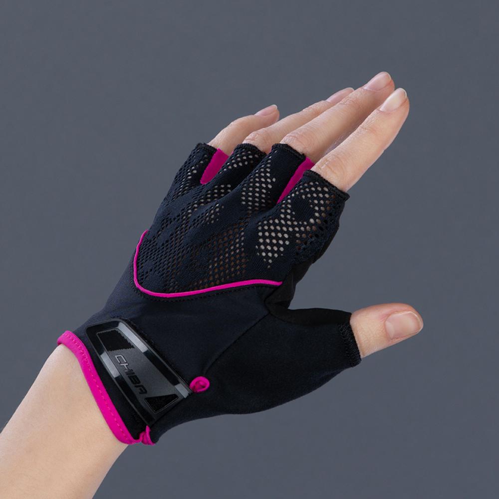 CHIBA Lady Gel - Damen Radhandschuhe schwarz/pink, Größe L, Gelpolsterung