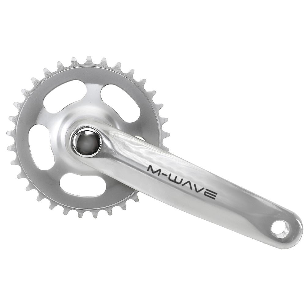 M-Wave Mighty Kettenradgarnitur 1-fach 38 Zähne - Aluminium-Kurbel 170 mm, Stahl-Kettenblatt, Vierkant-JIS, silber