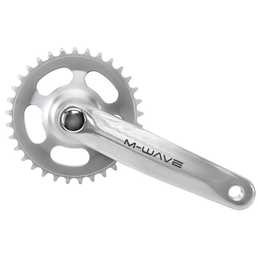 M-Wave Mighty Kettenradgarnitur 1-fach 38 Zähne - Aluminium-Kurbel 170 mm, Stahl-Kettenblatt, Vierkant-JIS, silber