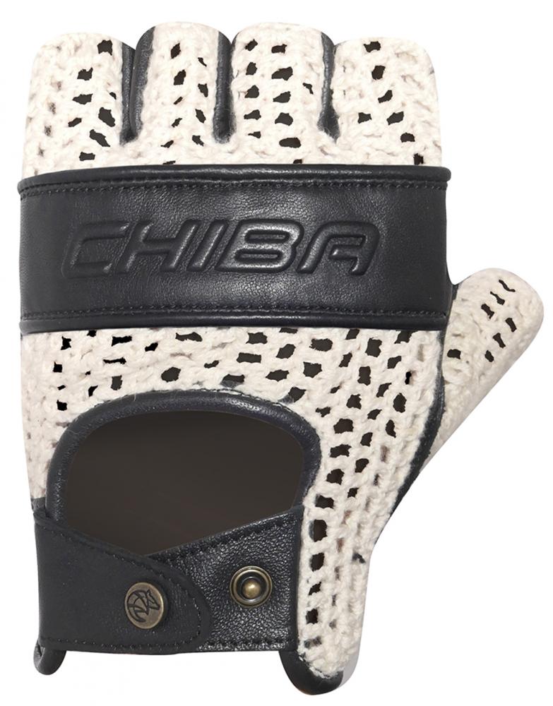 CHIBA Pure Nature - Radhandschuhe S beige/schwarz, Retro, Naturmaterial, gepolstert