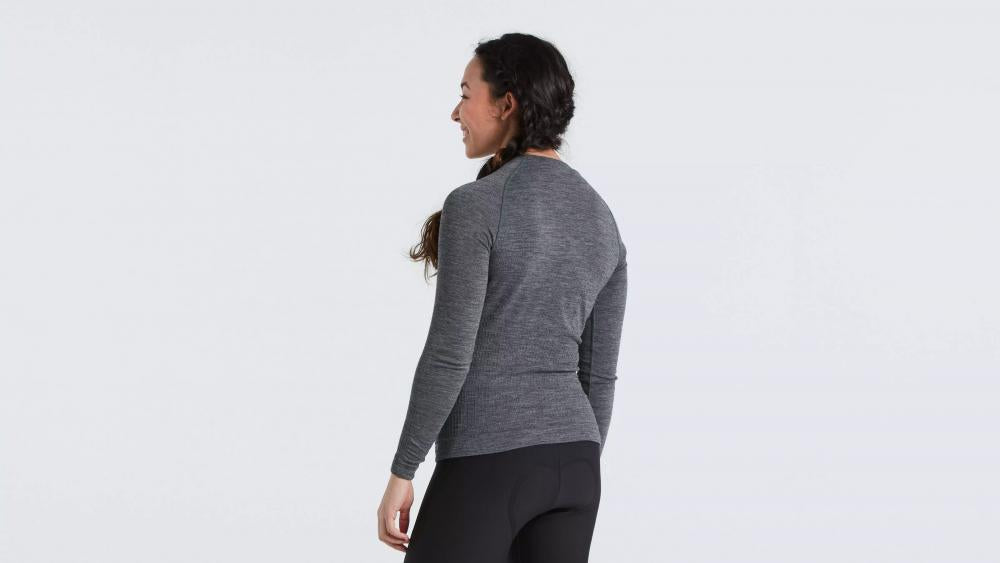 SEAMLESS MERINO BASELAYER LS WMN GRY S/M - Bekleidung