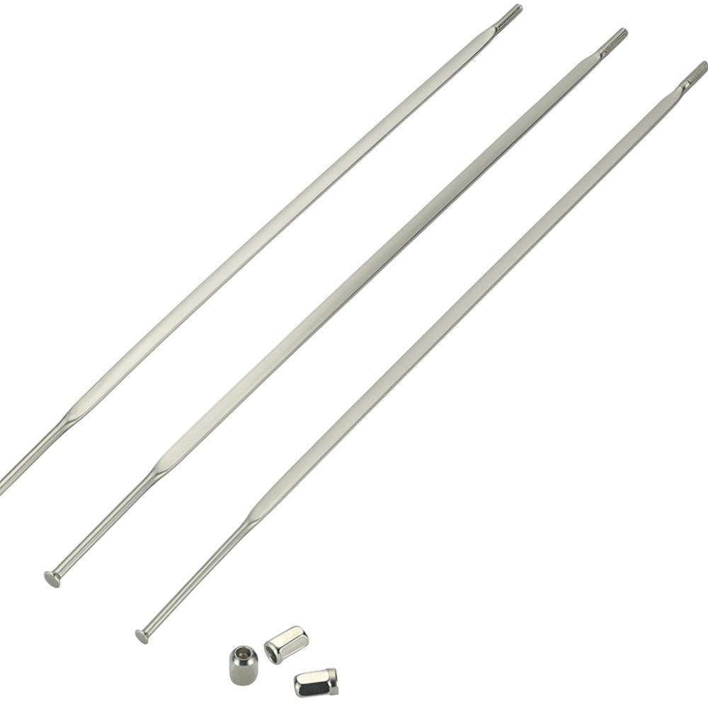 SRAM S40 276mm silberne Vorderrad-Ersatzspeichen mit Nippeln, 3 Stück.