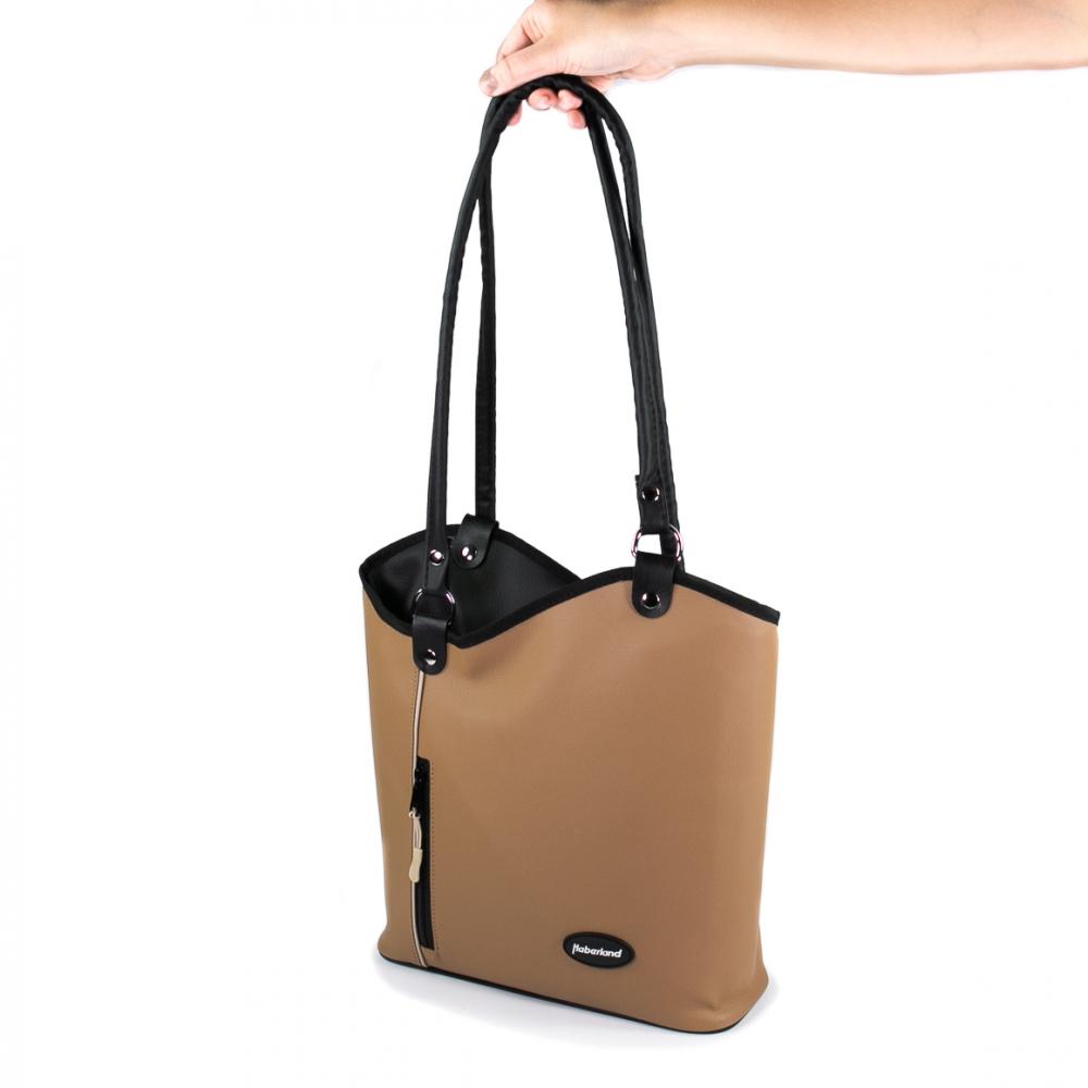 Haberland Lenkertasche Melanie hellbraun/schwarz beige - flexible Rucksack-Lenkerlösung