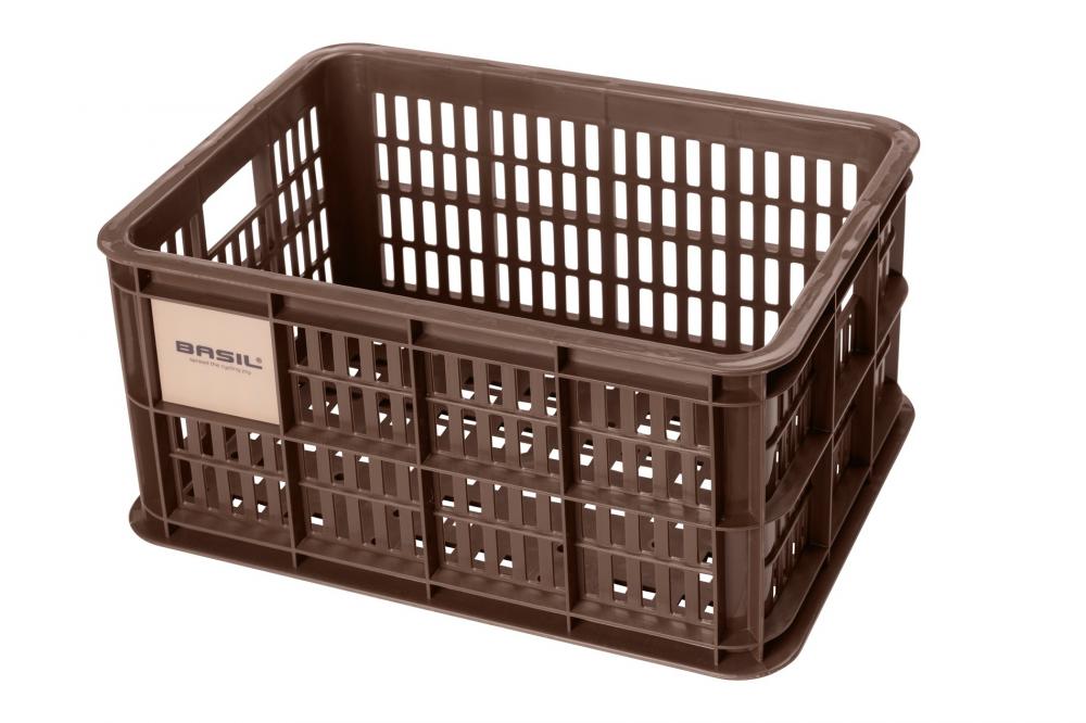 Basil Crate S Fahrradkiste - 17 - Fahrradkorb - 5 Liter braun recycelter Kunststoff für Front- oder Heckträger kompakt und robust - V.R.-Korb