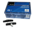 XLC V-Brake Bremsschuhe BS-V01 OEM-Verpackung 25 Paar 70mm, mit Bremsbelägen in und neben der Box.
