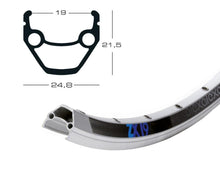 EXAL ZX19 26" Felge, 32 Loch, 19 mm Maulweite, Aluminium, silber, für Felgenbremsen, geeignet für Mountainbike, Trekking- und Cityräder 559-19, Ventilloch 8,5mm