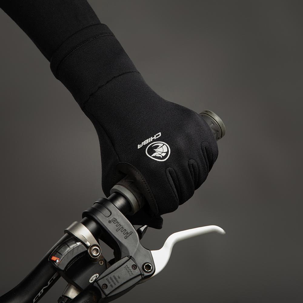 CHIBA Polarfleece Handschuhe - schwarz, Größe M, Touchfunktion