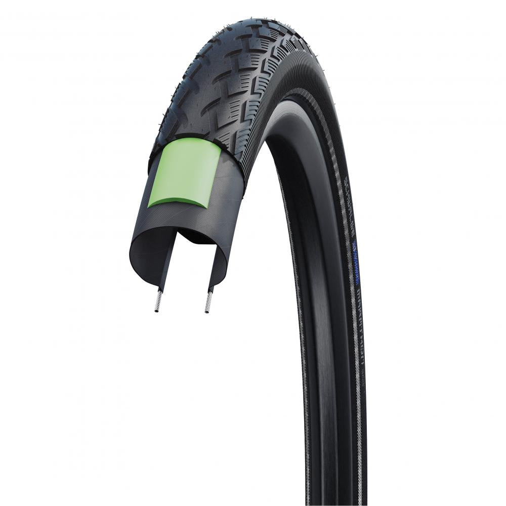 Schwalbe Marathon Reifen 700x23C E-25 mit Pannenschutz im Querschnitt, ADDIX Performance Line.
