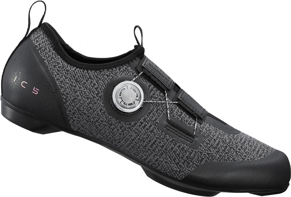 SHIMANO IC5011 Road SPD Damen Fahrradschuhe, schwarz, Größe 36, mit BOA-Verschluss und Strickobermaterial.