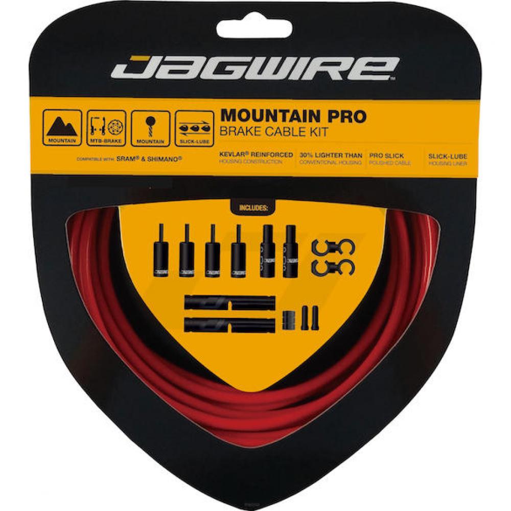 Jagwire Mountain Pro Bremszugset Kevlarverstärkt Rot - MTB Bremskabel mit Slick-Lube