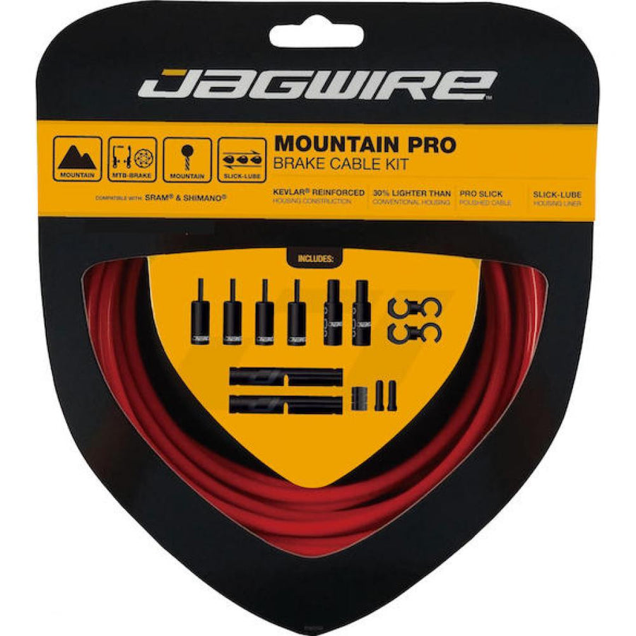 Jagwire Mountain Pro Bremszugset Kevlarverstärkt Rot - MTB Bremskabel mit Slick-Lube