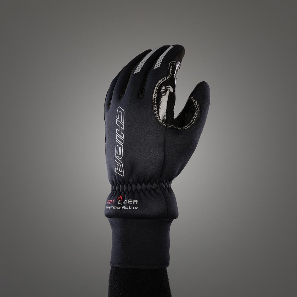 CHIBA Thermo Aktiv - Winter-Radhandschuhe schwarz, winddicht, Touchfinger, Größe L