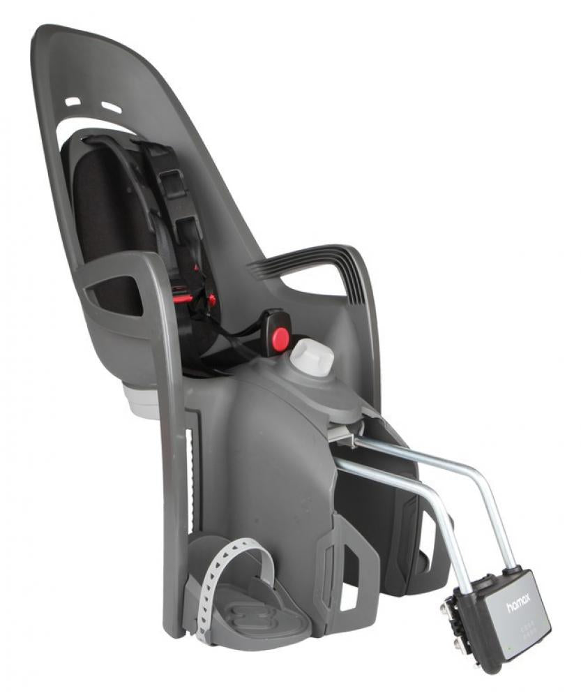 Hamax Zenith Relax Fahrradkindersitz, grau/schwarz, verstellbare Sitzposition (12,5°), integrierte Polsterung, für Kinder bis 22 kg, Einhandbedienung