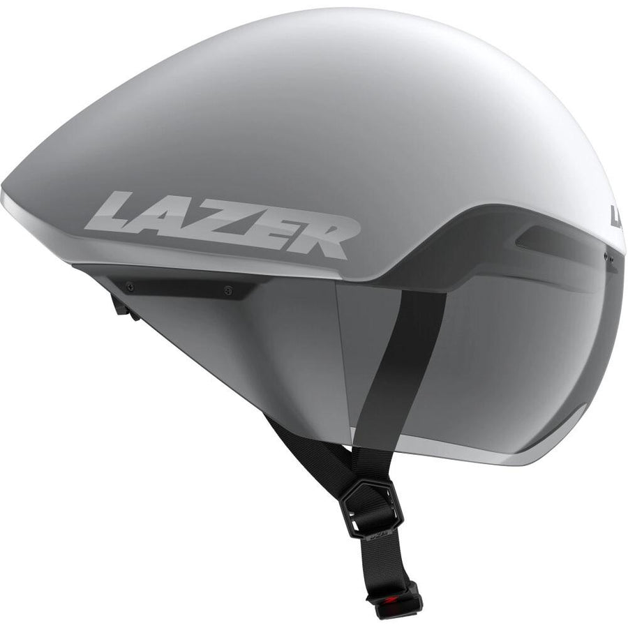LAZER Helm Victor KinetiCore Matte White Silver (S) - aerodynamischer Triathlon- und Zeitfahrhelm