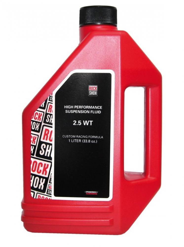RockShox Suspension Oil 2.5WT 1 Liter in roter Flasche. Hochleistungs-Federgabelöl für Mountainbikes.