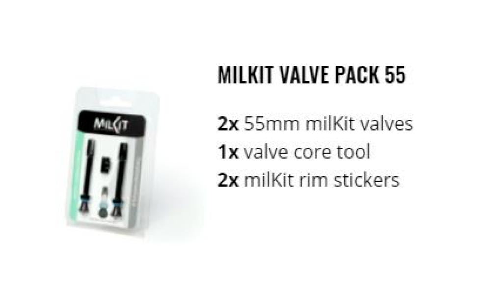 milKit Tubeless-Ventile DV5 55mm Set, inkl. Ventilwerkzeug, für einfache & saubere Tubeless-Montage.