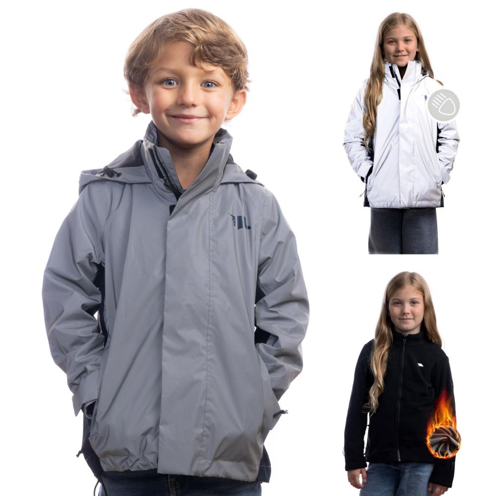 Valkental Kinderjacke 3in1 mit Fleece Zipp-In 158-164 grau
