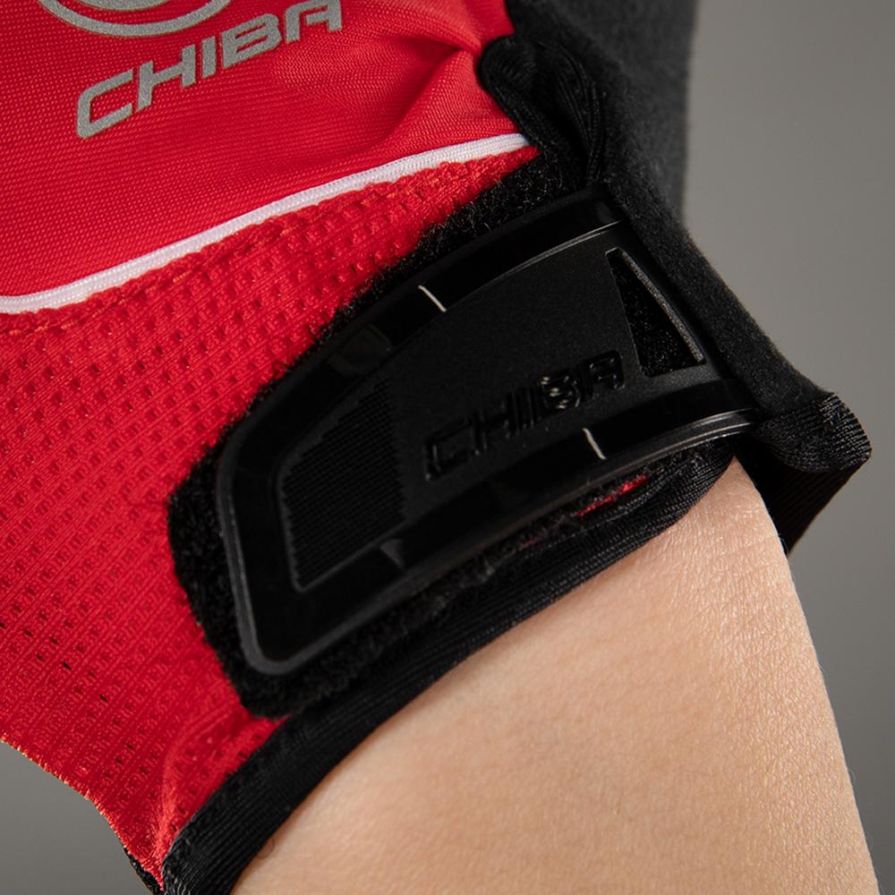 CHIBA Cool Air - Radhandschuhe kurz Finger, rot, Größe L, atmungsaktiv mit Gelpolster
