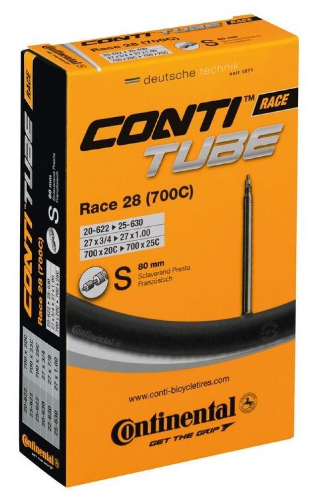 Continental Conti Tube Race 28 (700C) Fahrradschlauch Verpackung, 700x20/25C, SV 80mm