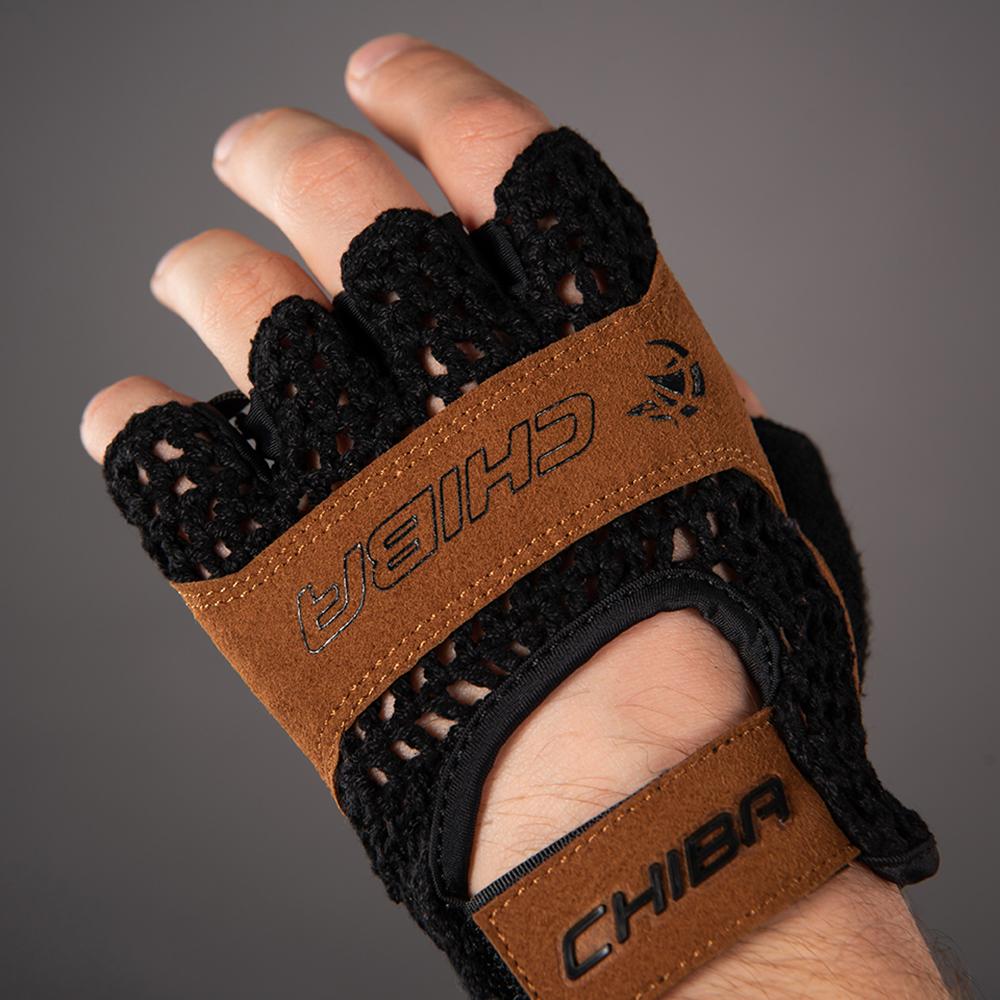 Retro - Radhandschuhe Kurzfinger Schwarz/braun, Größe M, Atmungsaktiv