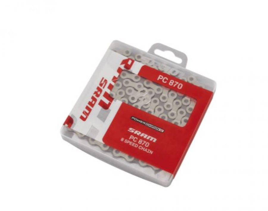 SRAM PC 870 8-fach Fahrradkette in transparenter Verpackung.
