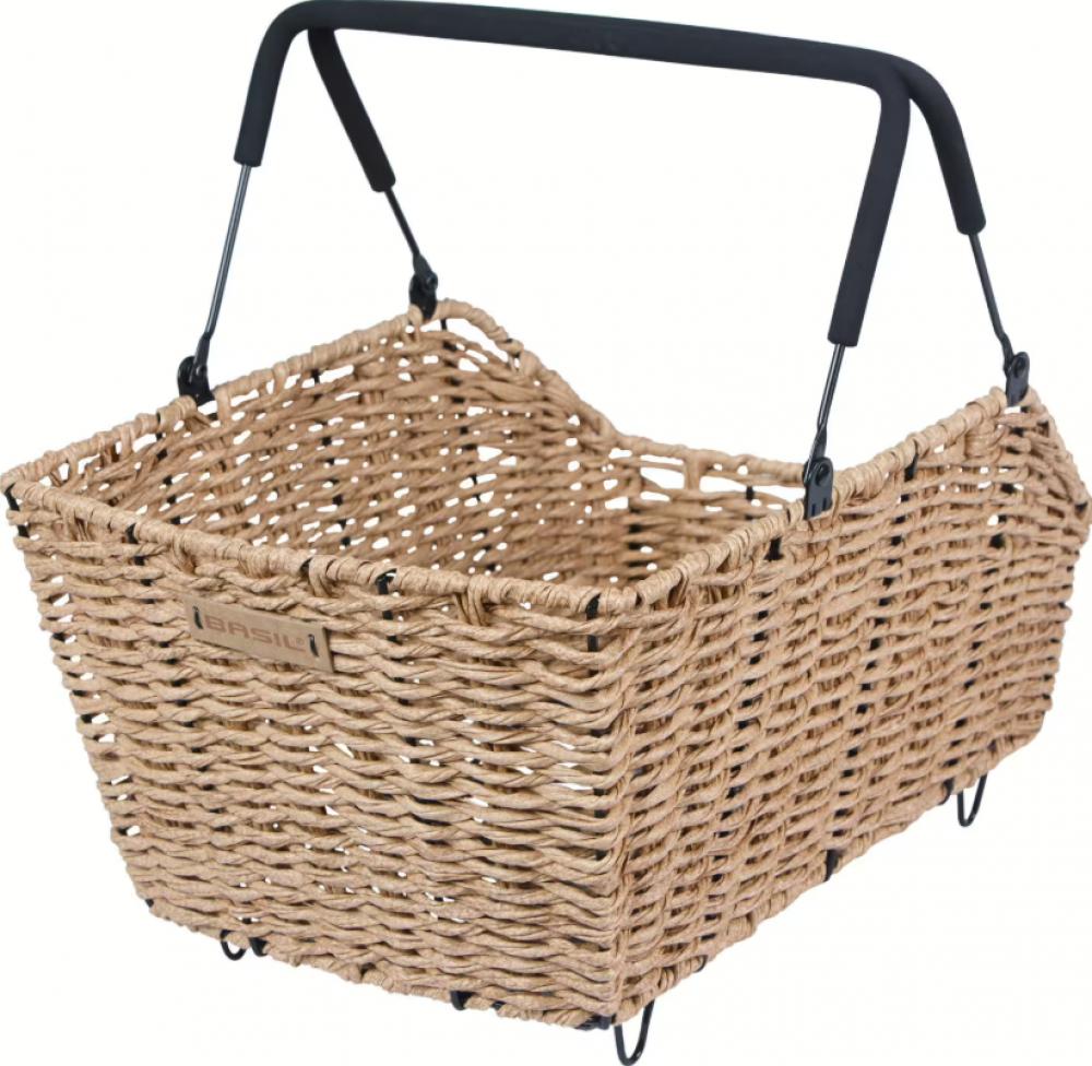 BASIL Fahrradkorb Cento Rattan Look Multisystem NX - wetterfester HR-Korb 41x25x12 cm für MIK/RT/I-Rack/Carrymore - Softgrip abnehmbar …