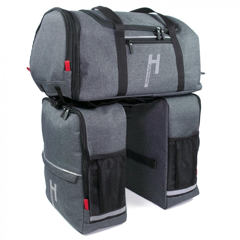 Haberland Komplett-Set 2-tlg. Transporter XXL anthrazit - großes Fahrradtaschen-Set für Touren
