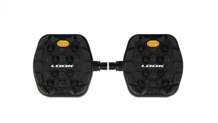 Look Trail Grip black Plattformpedale rutschfestes Profil, optimaler Halt bei Nässe, Vibram-Gummieinsatz, langlebig, MTB/Trail geeignet, schwarz