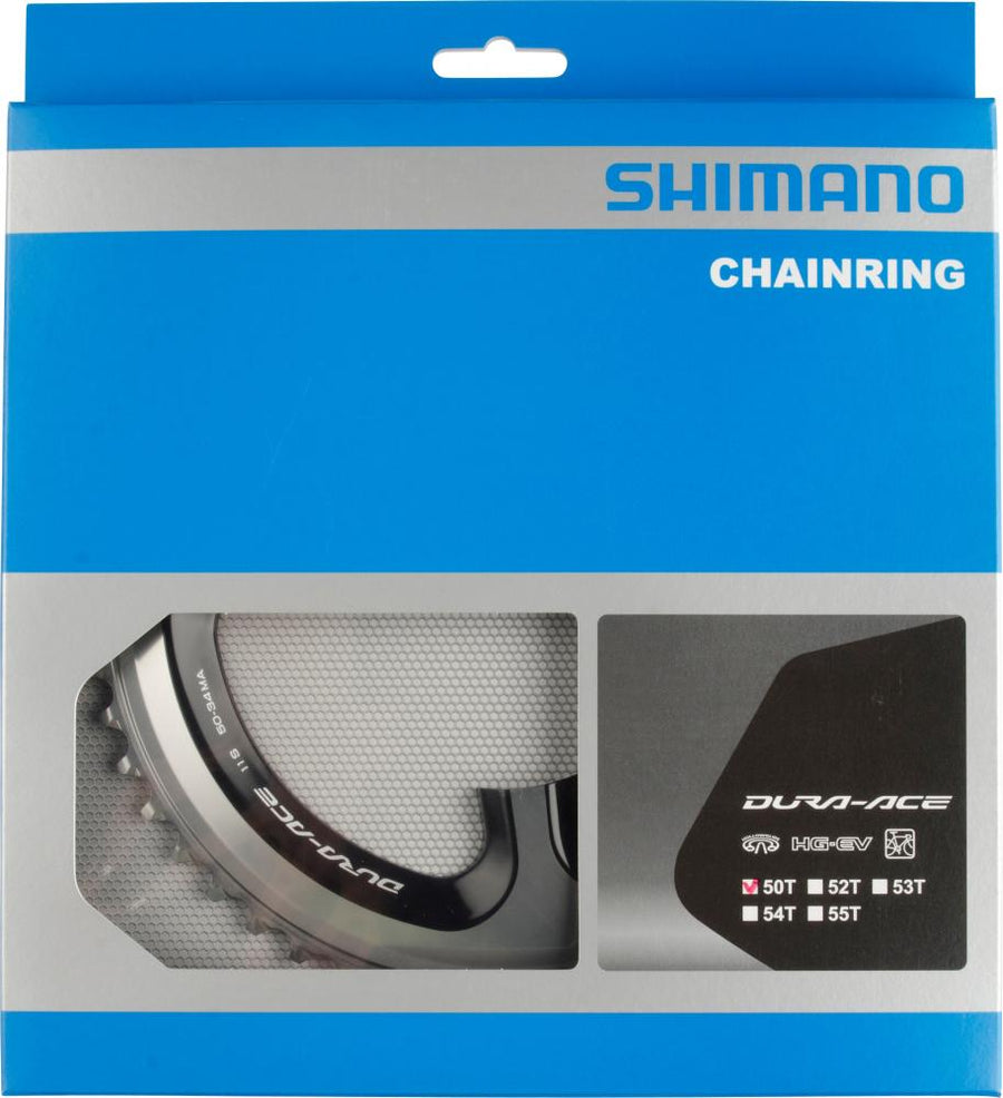 SHIMANO Kettenblatt DURA-ACE FC-9000 50 Zähne Silber/Schwarz - präzise Schaltperformance