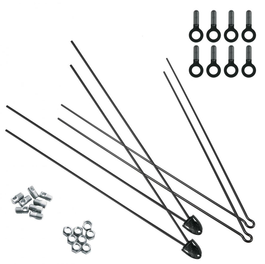 SKS V-Strebenset 3,0 mm V2A schwarz gepulvert, 355 mm Länge, inklusive Secuclip und Befestigungsmaterial, passend für Bluemels Schutzblechsets
