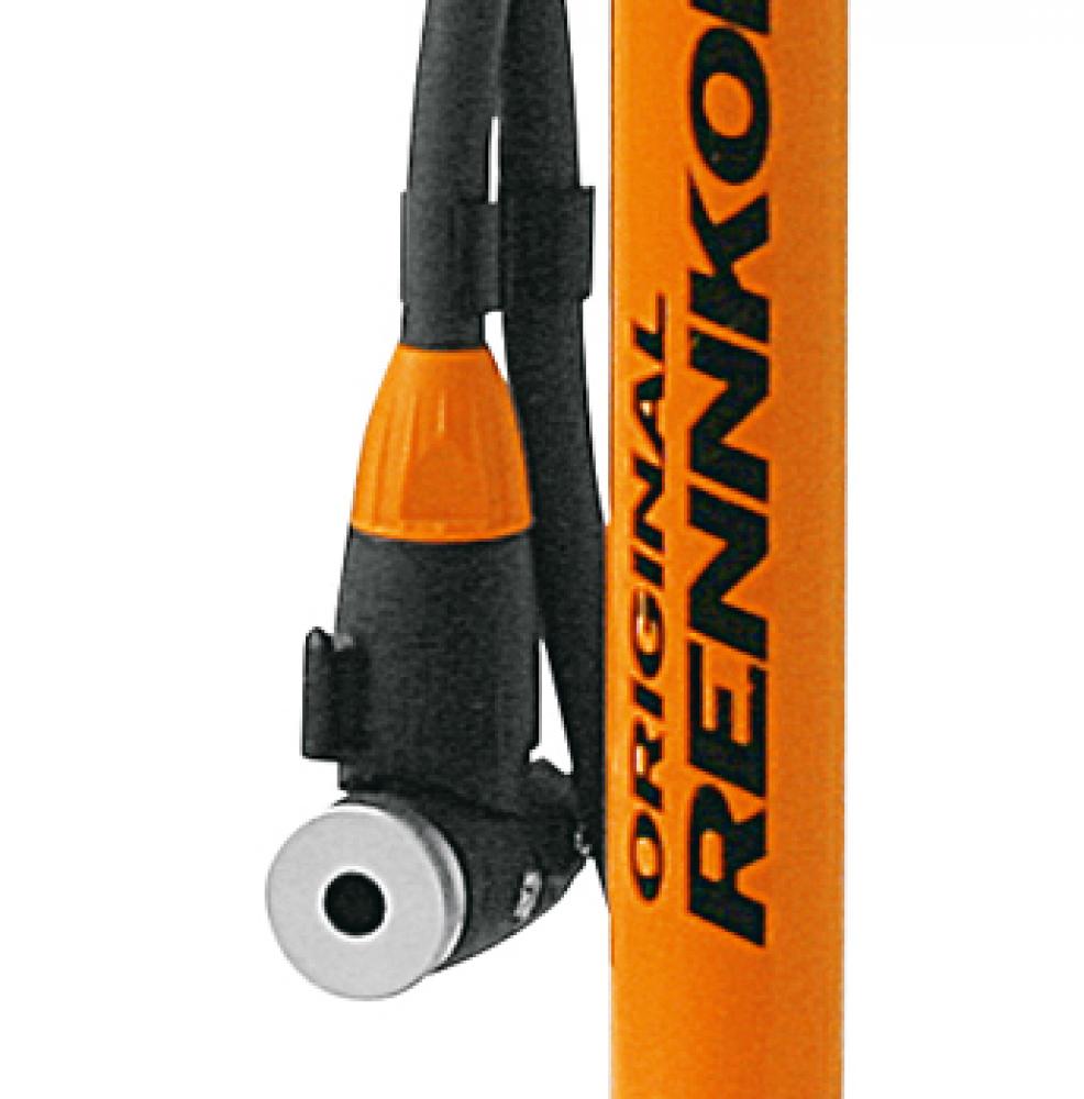 SKS Rennkompressor Standpumpe orange - Kult-Fußpumpe mit E.V.A.-Ventilkopf für DV/AV/SV, bis 16 bar, extra stabiler Stahlzylinder, Holzgriff, lange Lebensdauer
