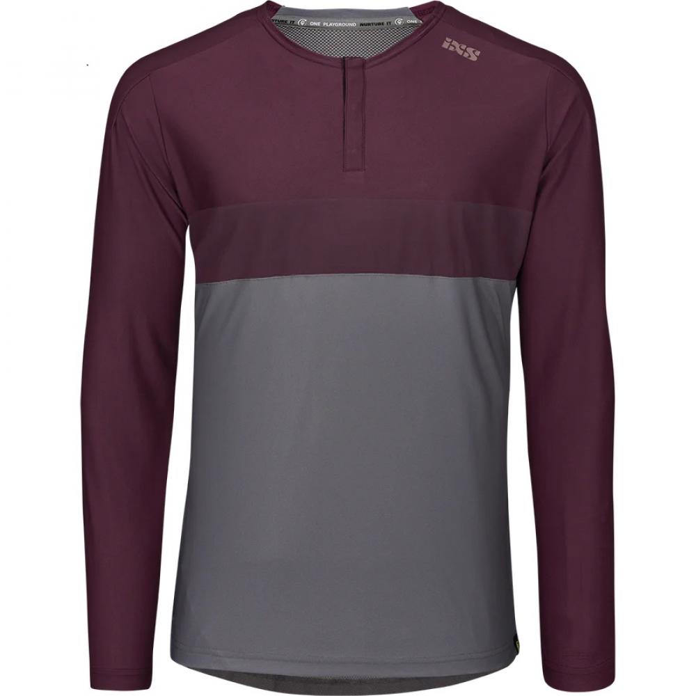IXS Sports Division iXS Flow XTG Long Sleeve Henley L Graphite/Raisin - atmungsaktives Bike-Langarmshirt
