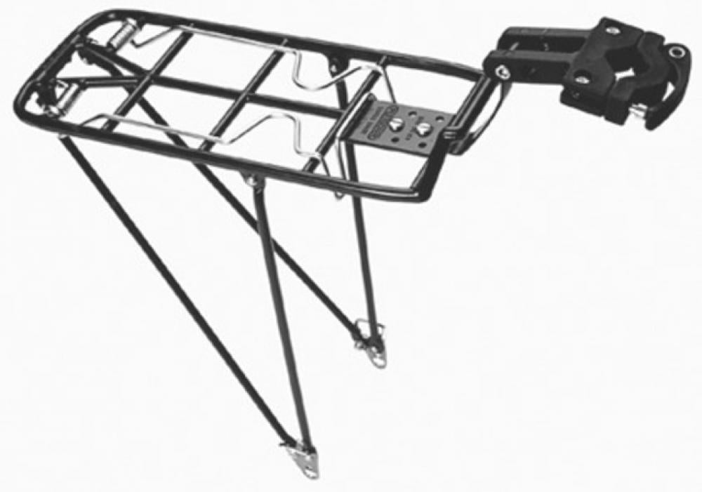 Pletscher Gepäckträger Quick-Rack 28-29 Zoll - robuster Aluminium-Gepäckträger mit Federklappe, werkzeugloser Schnellmontage an Sattelstütze Ø 25-32 mm und Ausfallende, schwarz, bis 25 kg Tragkraft
