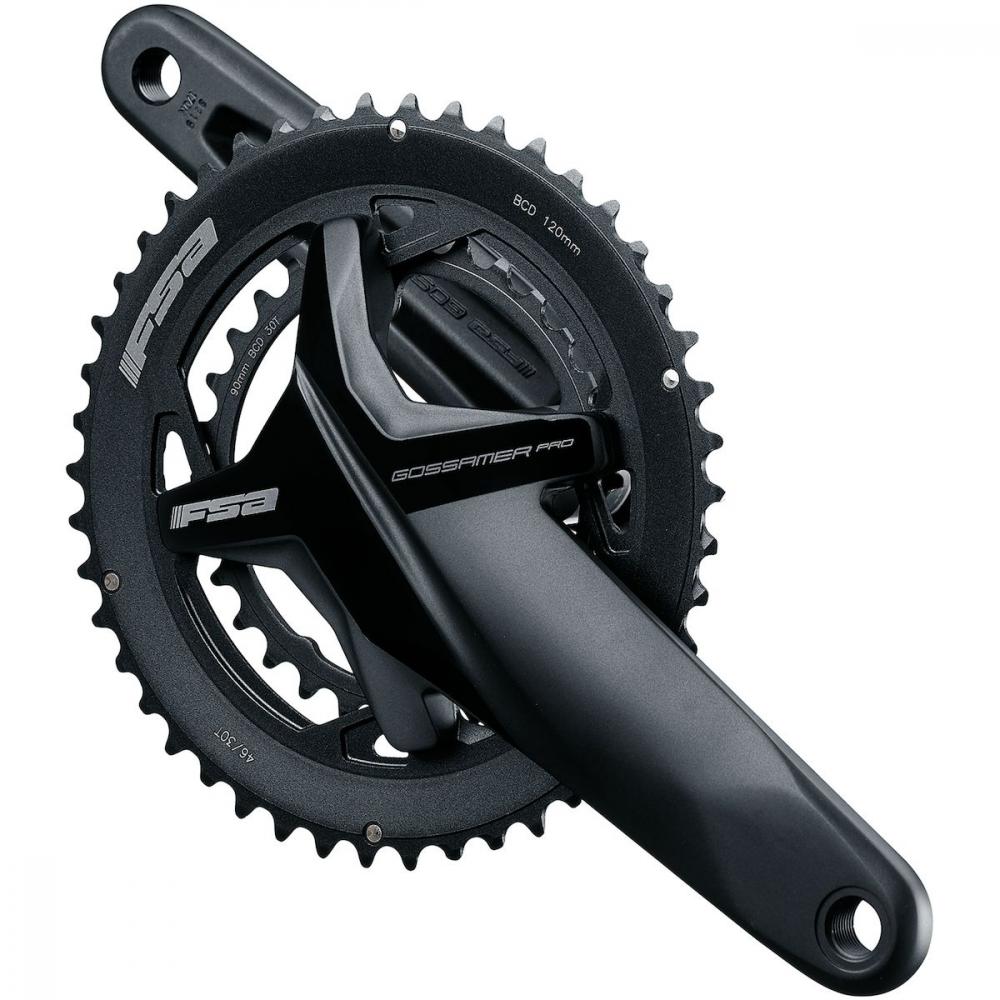 FSA Kurbelgarnitur Gossamer Pro MegaExo 2x 170 mm Schwarz - steife Performance-Kurbel