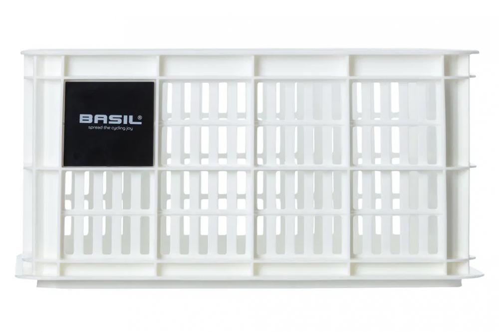 Basil Transportkorb Crate S 17 - 5 Liter Weiß - robuster Fahrradkorb aus 95 % recyceltem Kunststoff wetterfest & ideal für Einkäufe oder Schulranzen - Fahrradkorb