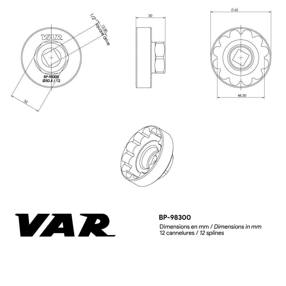 VAR Innenlagerwerkzeug BP-98300 Chris King ThreadFit 30/T47 - Präzises Montagewerkzeug