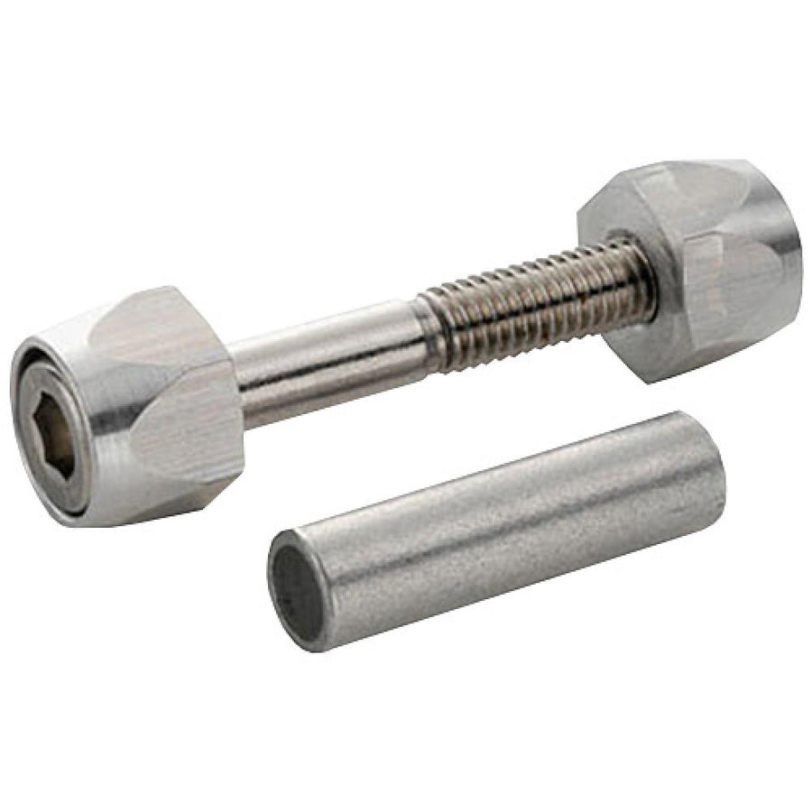Fix Nippel Klemmschraube M6x45 Innensechskant Niro silber für Sattelstütze, mit Mutter und Hülse.