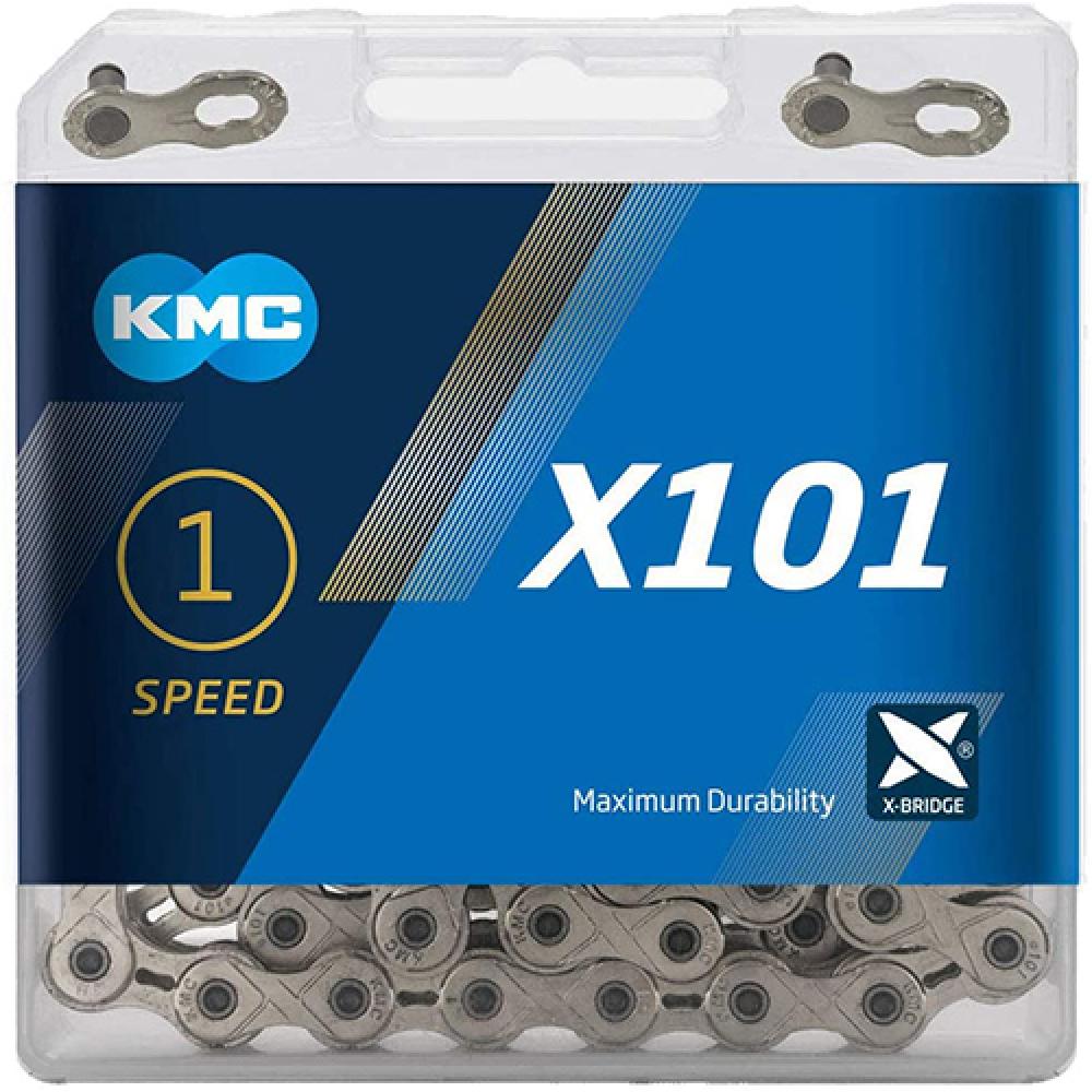 KMC X101 1s Kette 112 Glieder silber - robuste Singlespeed-Fahrradkette