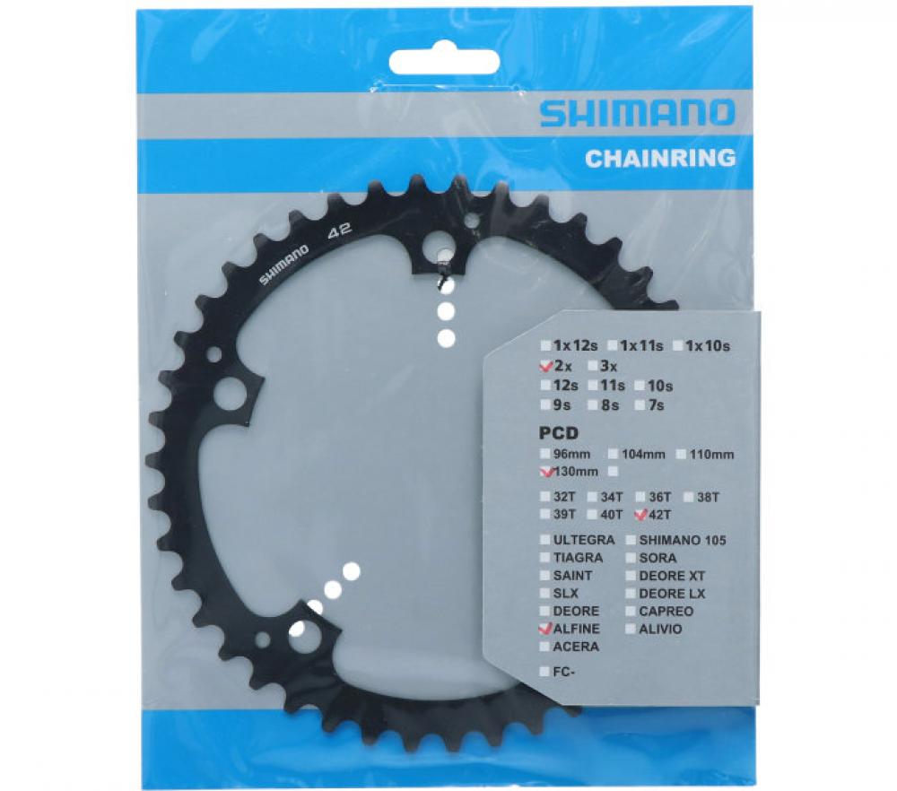 SHIMANO Kettenblatt ALFINE FC-S501 42 Zähne Schwarz - effizienter Antrieb für urbane Bikes