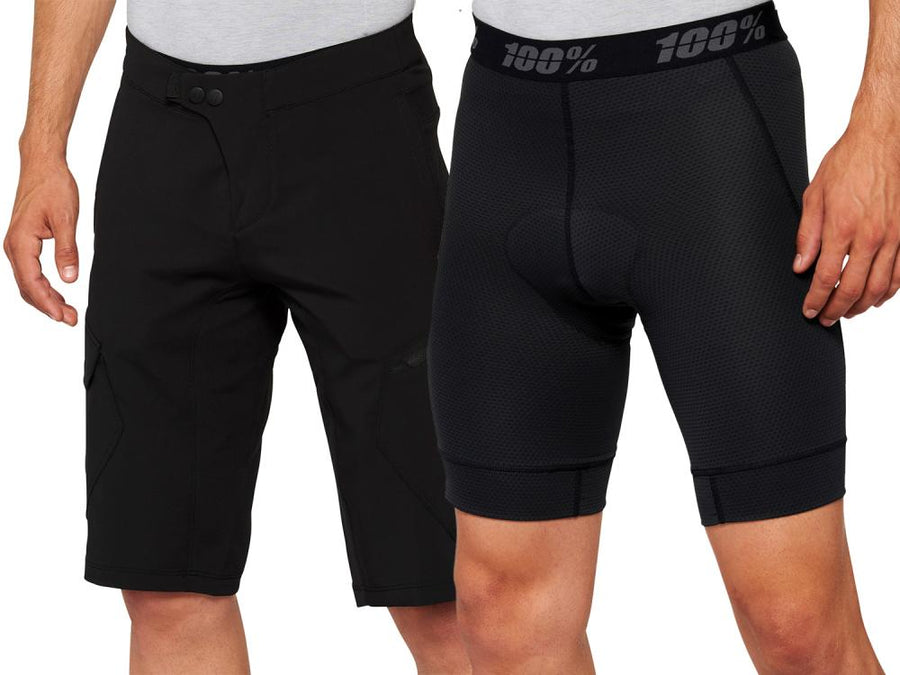 100% Ridecamp Short w/ Liner 32" black - All-Mountain MTB-Short für lange Trail-Tage
