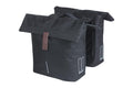 Basil City MIK 2.0 Doppeltasche 32L, schwarz, wasserabweisend, reflektierend, mit Faltverschluss und MIK-System.